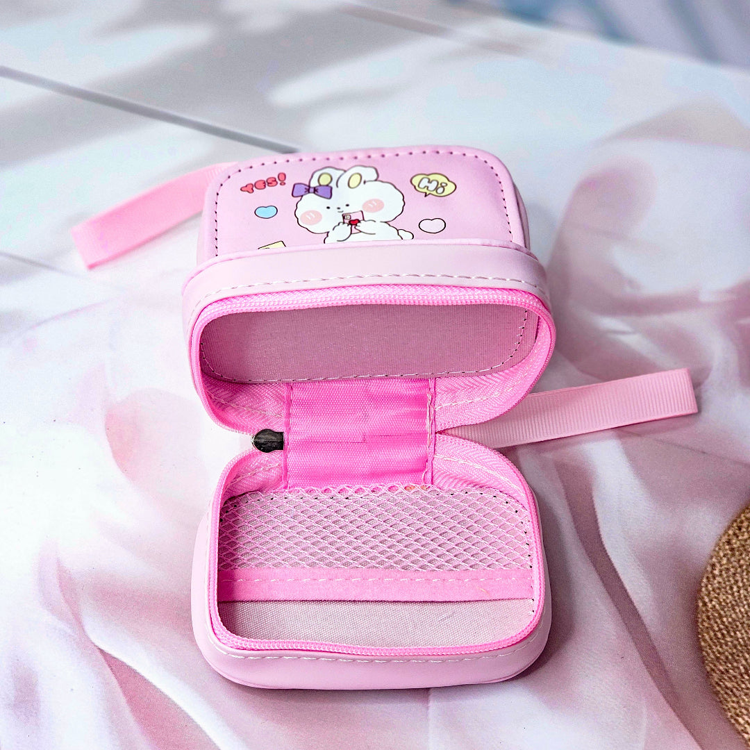 Various cartoon-themed small storage pouches for kids, featuring bunnies, chicks, and other fun designs. www.usmile.toys